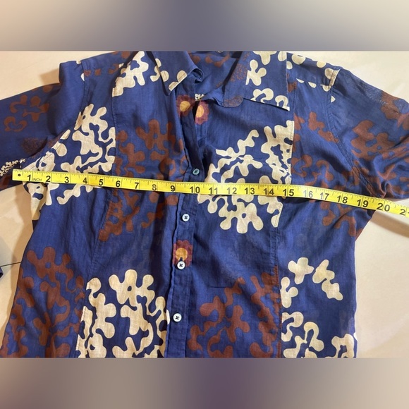 CRAIG TAYLOR BLOUSE Blouse/Shirt  Blue Twiggy Brown and White Pop Art Size M - Picture 10 of 16